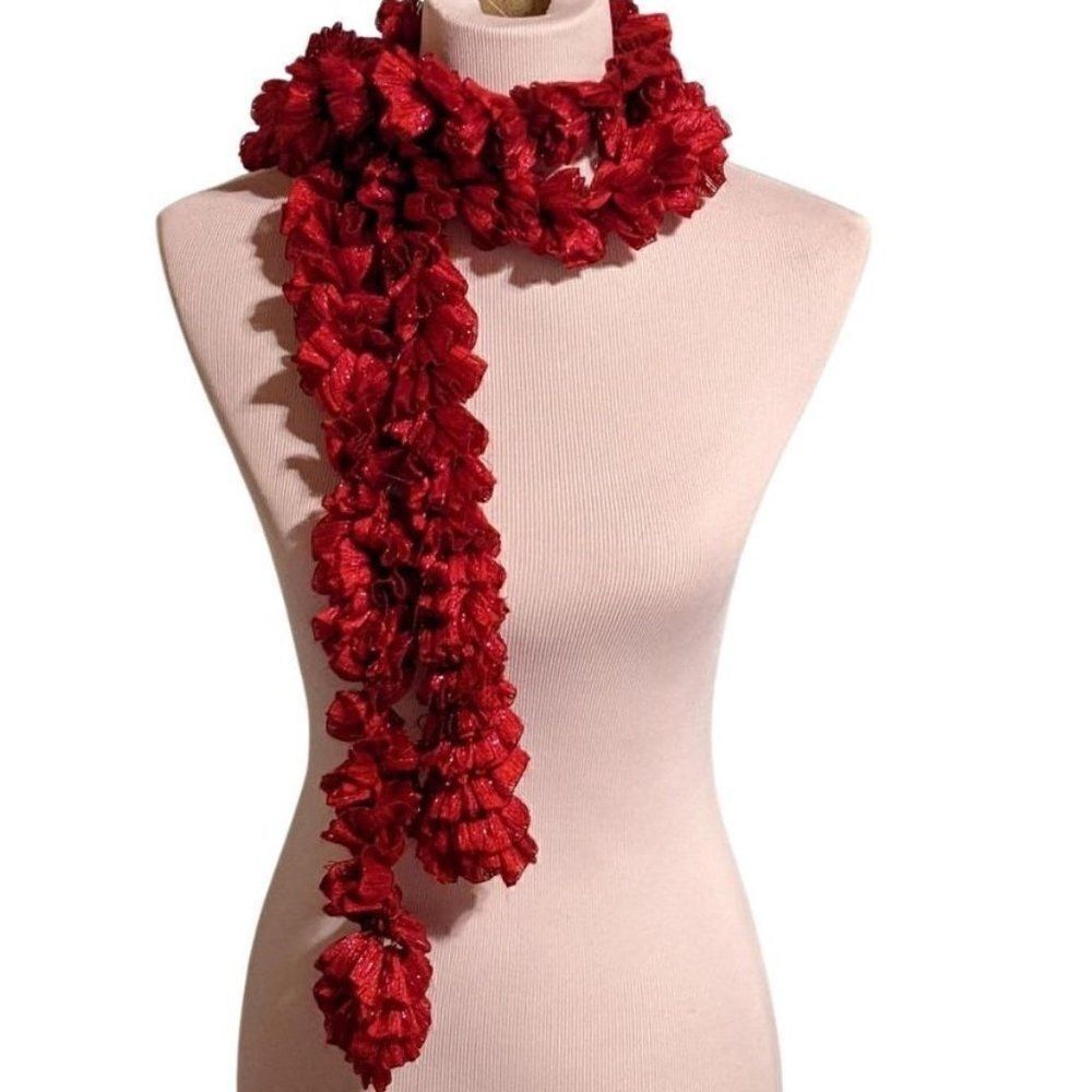 WOMEN'S RUFFLED PINK W/METALLIC ACCENT SCARF